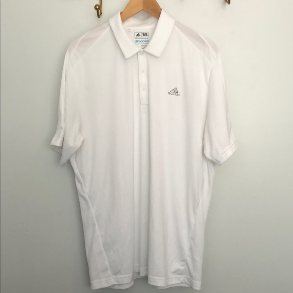 Men’s Adidas climacool white polo L